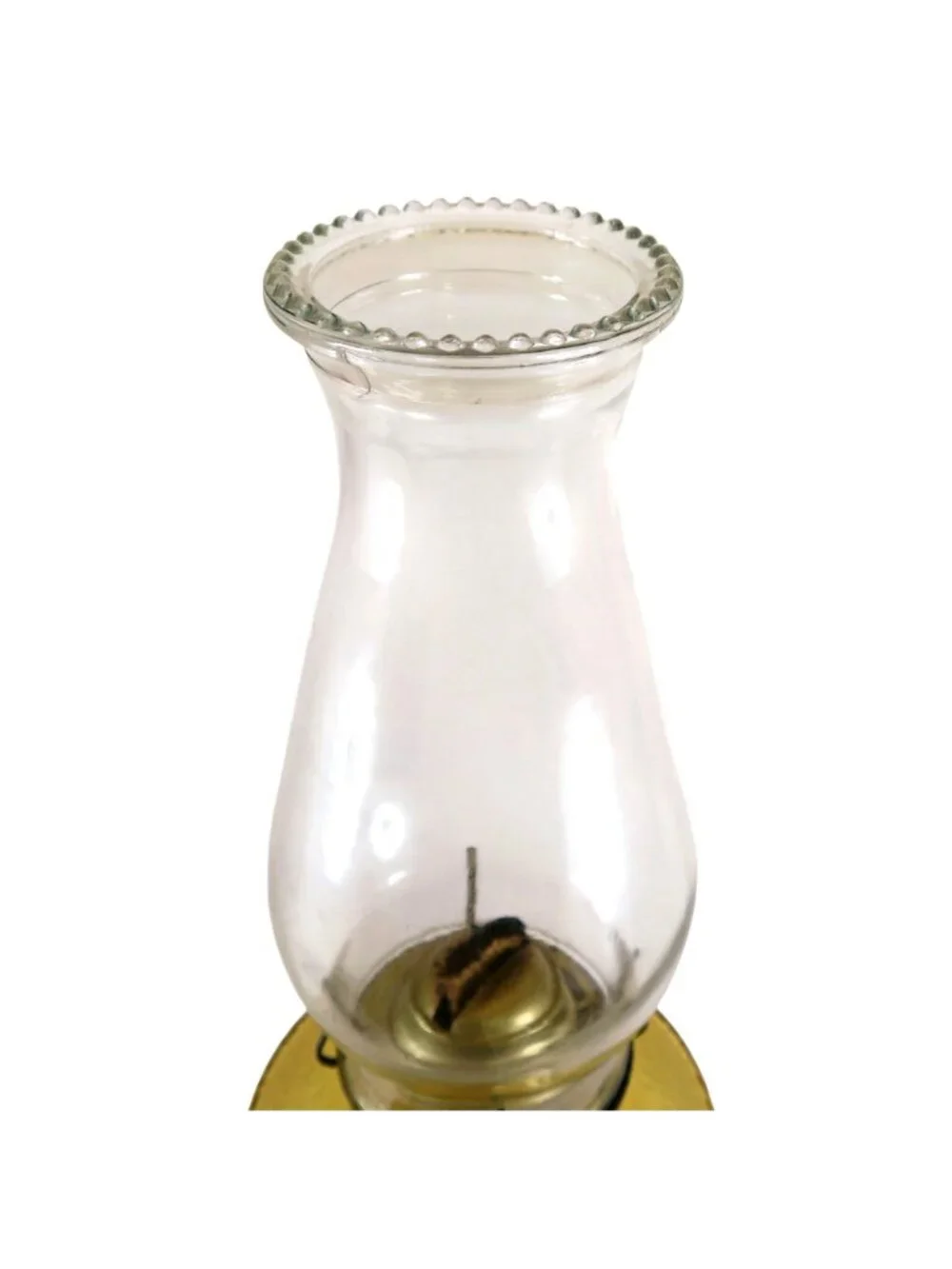 Vintage Amber Pressed‑Glass Oil Lamp, Early American Style, 18¼